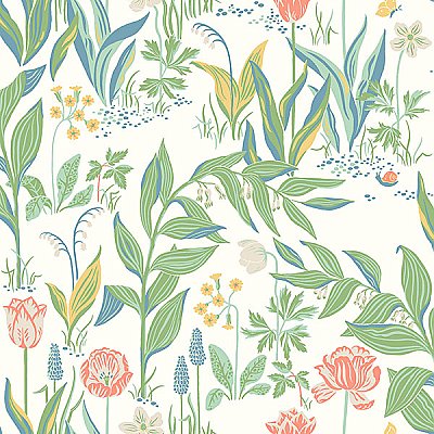 Spring Garden Off-White Botanical Wallpaper