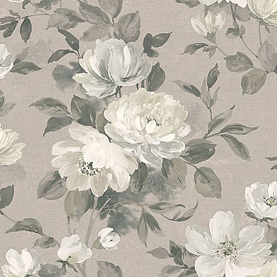 Peony Light Grey Floral Wallpaper