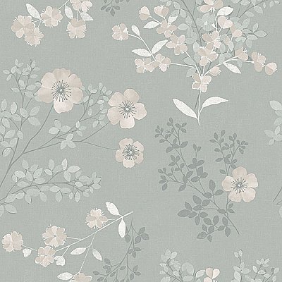 Prairie Rose Taupe Floral Wallpaper