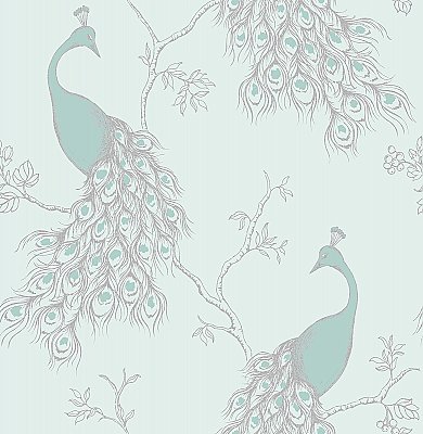 Phasia Seafoam Peacock Wallpaper