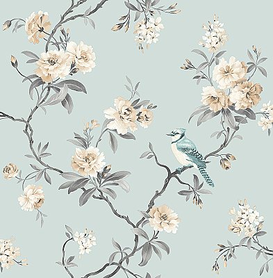 Chinoiserie Blue Floral Wallpaper