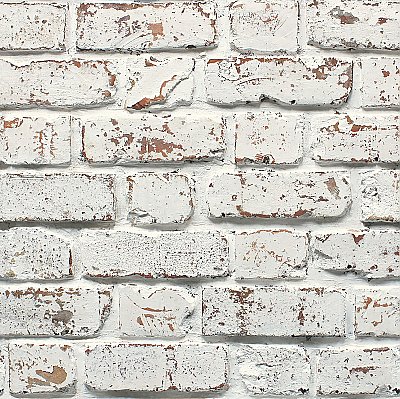 White Rustic Brick Wallpaper