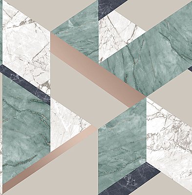 Elvira Green Marble Geometric Wallpaper