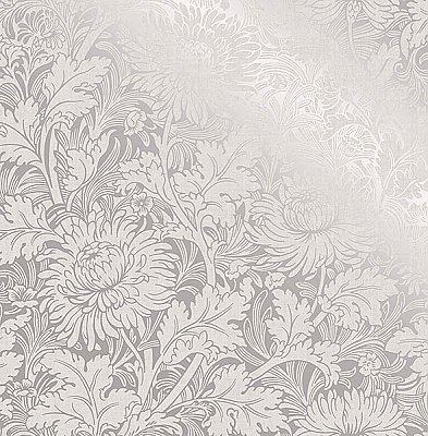 Zinnia Silver Floral Wallpaper