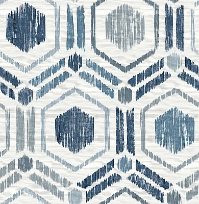 Borneo Blue Geometric Grasscloth Wallpaper