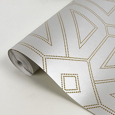 Voltaire Ivory Beaded Geometric Wallpaper