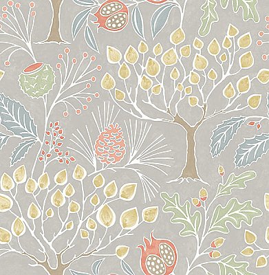 Shiloh Light Grey Botanical Wallpaper