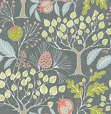 Shiloh Grey Botanical Wallpaper