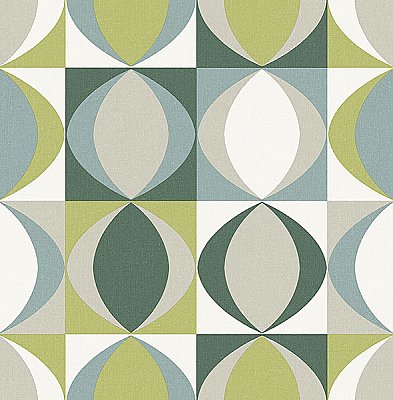 Archer Green Linen Geometric Wallpaper