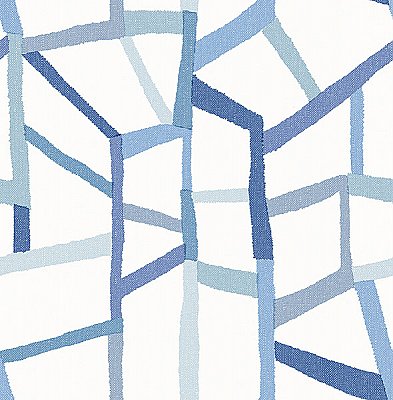 Tate Blue Geometric Linen Wallpaper