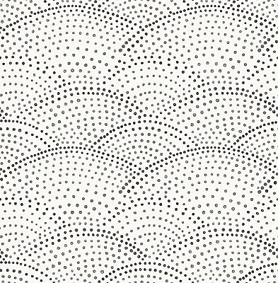 Bennett Charcoal Dotted Scallop Wallpaper