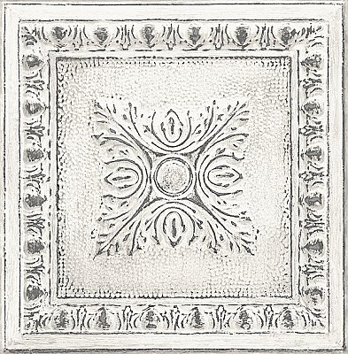 Hazley White Ornamental Tin Tile Wallpaper
