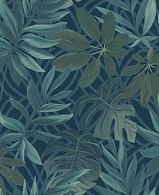 Nocturnum Dark Blue Leaves Wallpaper