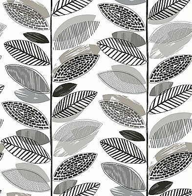 Nyssa Grey Leaves Wallpaper