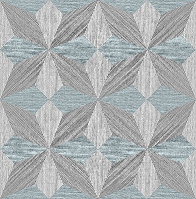 Valiant Aqua Faux Grasscloth Geometric Wallpaper