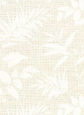 Chandler White Botanical Faux Grasscloth Wallpaper