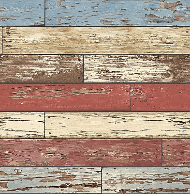 Levi Multicolor Scrap Wood Wallpaper