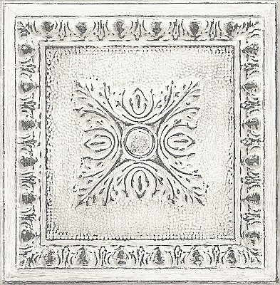 Hillman White Ornamental Tin Tile Wallpaper