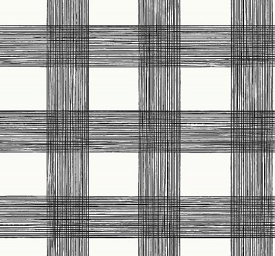 Scarborough Black Striated Plaid Wallpaper