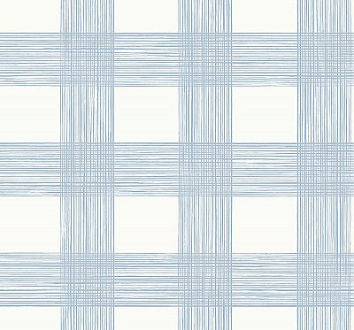 Scarborough Light Blue Striated Plaid Wallpaper