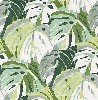 Samara Green Monstera Leaf Wallpaper