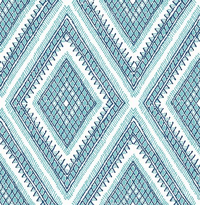 Zaya Blue Tribal Diamonds Wallpaper