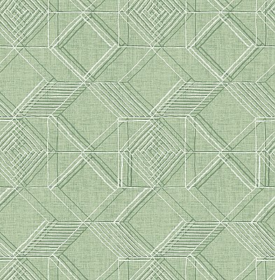 Moki Green Lattice Geometric Wallpaper