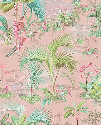Calliope Pink Palm Scenes Wallpaper