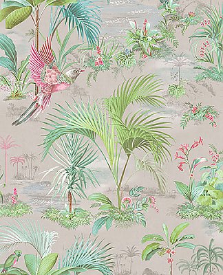 Calliope Grey Palm Scenes Wallpaper