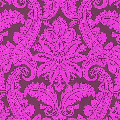 Purple Foil Damask Wallpaper