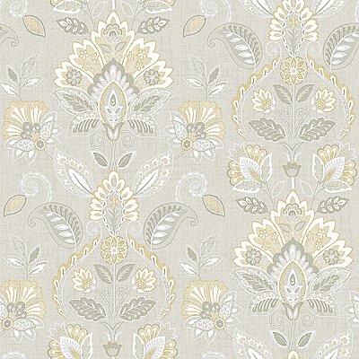 Rayleigh Grey Floral Damask Wallpaper