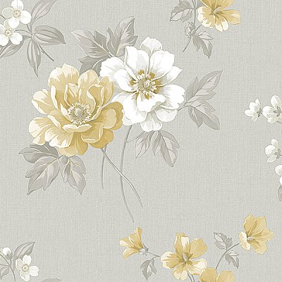 Keighley Grey Floral Wallpaper