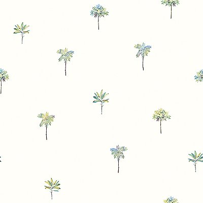 Palmetto Teal Leaves Wallpaper