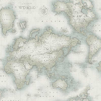 Mercator Aqua World Map Wallpaper
