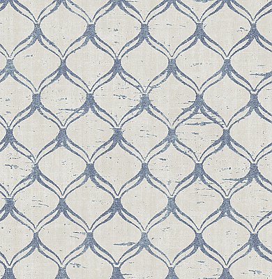 Bowery Blue Ogee Wallpaper