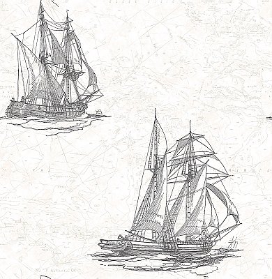 Hudson Bay Ivory Nautical Wallpaper