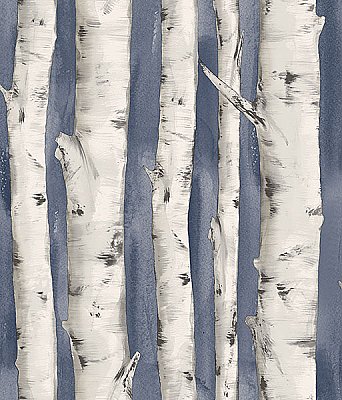 Pioneer Denim Birch Tree Wallpaper