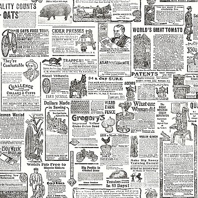 Underwood Black Vintage Newspaper Wallpaper
