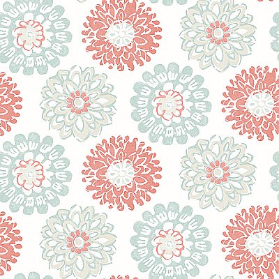 Sunkissed Coral Floral Wallpaper