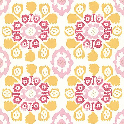Valencia Yellow Ikat Floral Wallpaper