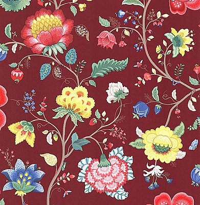 Epona Burgundy Floral Fantasy Wallpaper