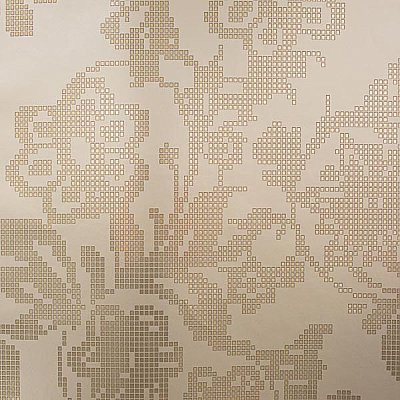 Sadira Brass Pixelated Modern Floral Wallpaper