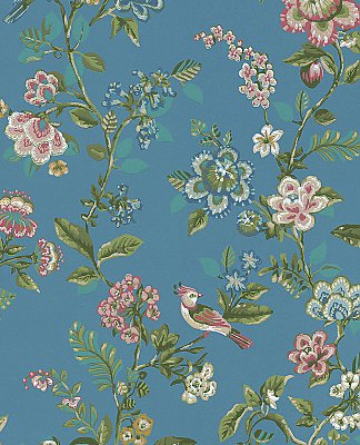 Willem Sapphire Painted Garden Wallpaper