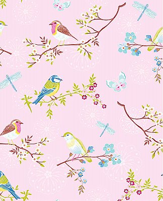 Marit Light Pink Bird Wallpaper
