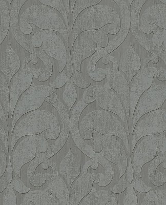 Vallon Grey Damask Wallpaper