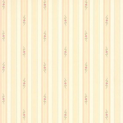 Rosette Beige Rosebud Stripe Wallpaper