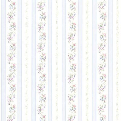 Princess Light Blue Floral Stripe Wallpaper