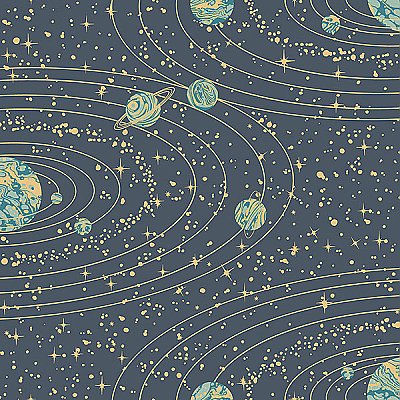 Orbit Navy Celestial Wallpaper