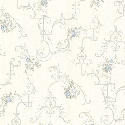 Lori Light Blue Floral Trellis Wallpaper