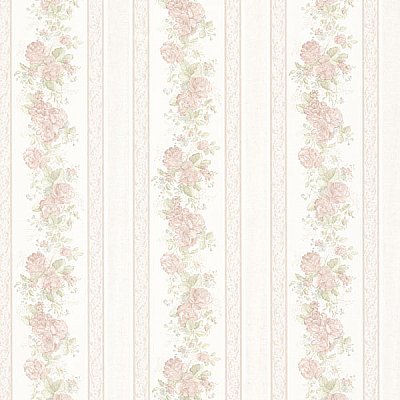 Tasha Pastel Satin Floral Scroll Stripe Wallpaper